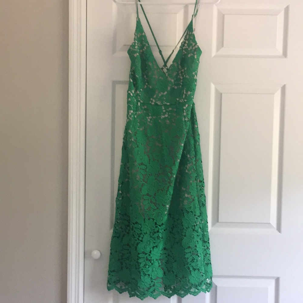 ASOS Green Lace Midi Dress